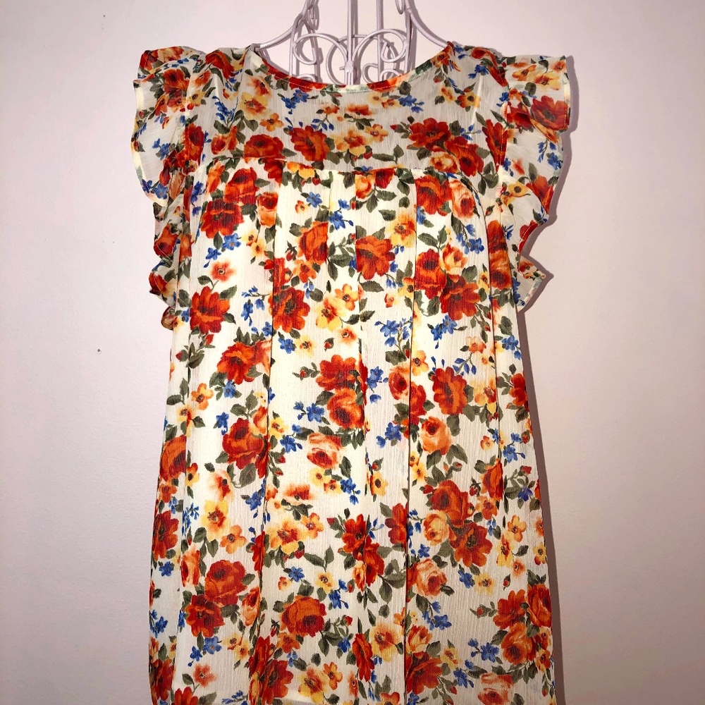 Anthropologie Eri + Ali floral ruffle blouse